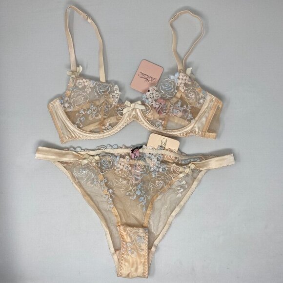 Agent Provocateur Odette Peach Pastel Lurex 36B/4 Set NWT - Picture 11 of 16